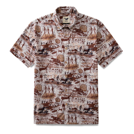 Men's Hawaiian Shirt Dawn of Artistry Print Cotton Button-down Vintage Aloha Shirt