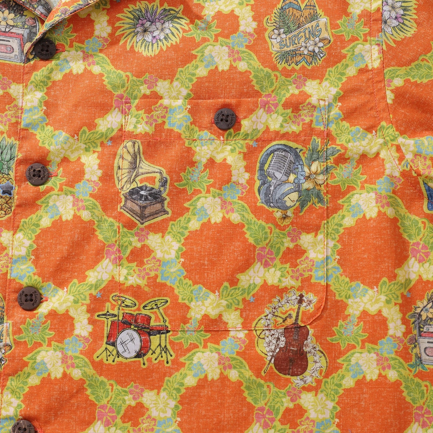 Hawaiian Shirt For Men The Season of Music Shirt Camp Collar 100% Cotton
