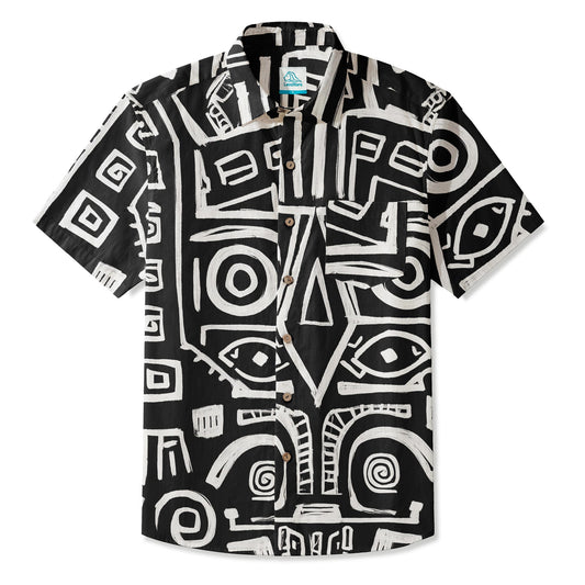 LeosWare® Men's Hawaiian Shirt Short Sleeve Button-up 95% Polyester, 5% Spandex Aloha Night Idol