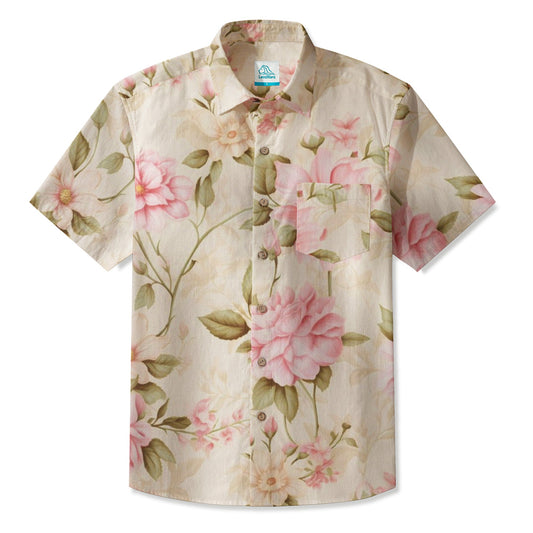 LeosWare® Men's Hawaiian Shirt Short Sleeve Button-up 95% Polyester, 5% Spandex Aloha Soft Graphic