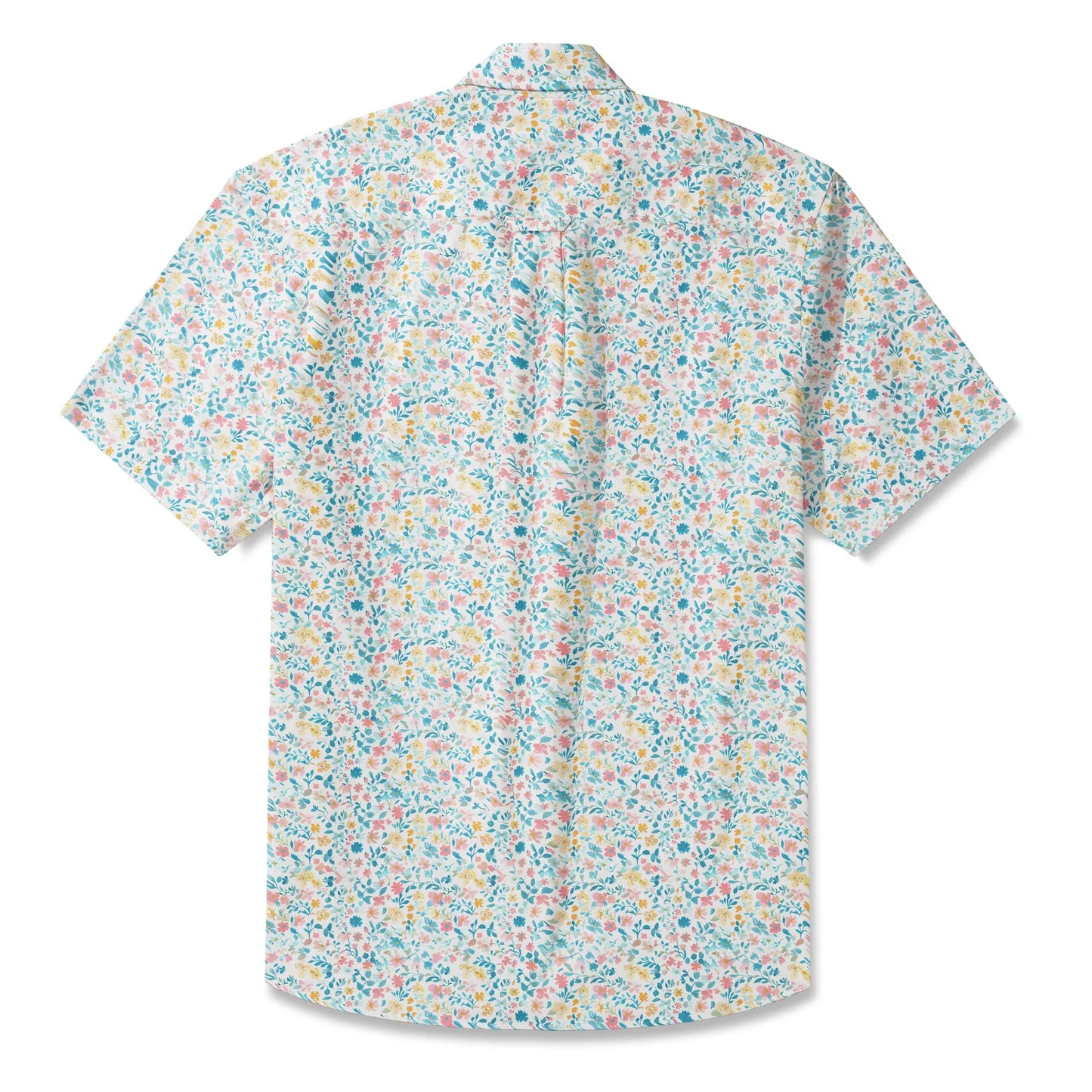 LeosWare® Flower Men's Hawaiian Shirt Short Sleeve Button-up 100% Cotton Beige Aloha Spring Whispers