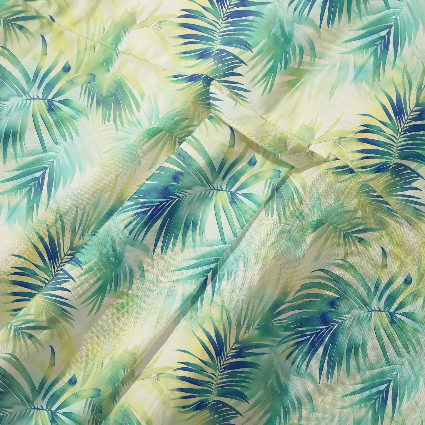 LeosWare® Plant Men's Hawaiian Shirt Short Sleeve Button-up 100% Cotton Green Aloha Coconut Breeze - Summer Delight