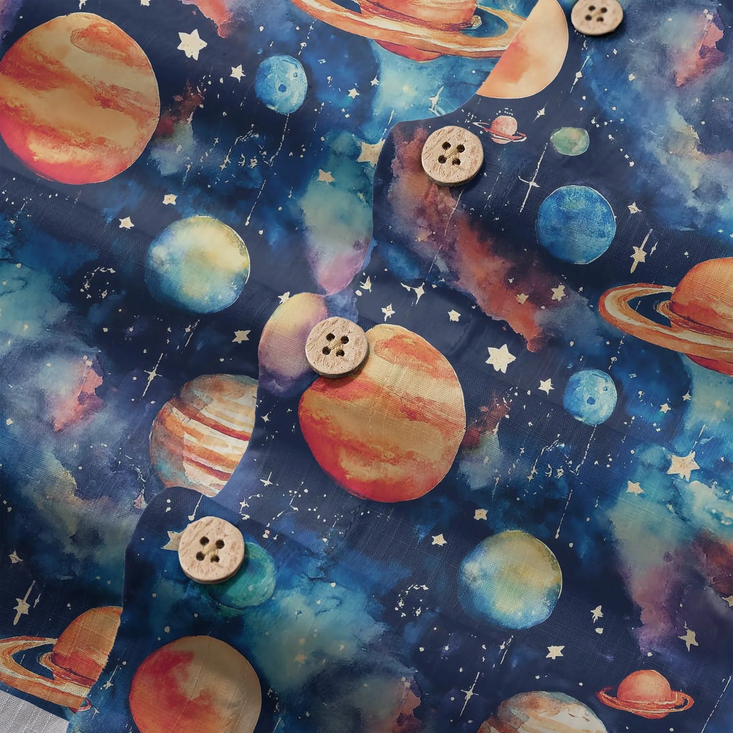 LeosWare® Men's Hawaiian Shirt Short Sleeve Button-up 100% Cotton Blue Aloha Starry Journey