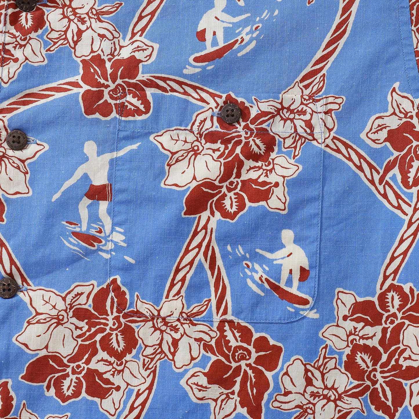 Hawaiian Shirts For Men Vintage Cotton Flower Wreath and Surfer Short Sleeve Aloha Shirt