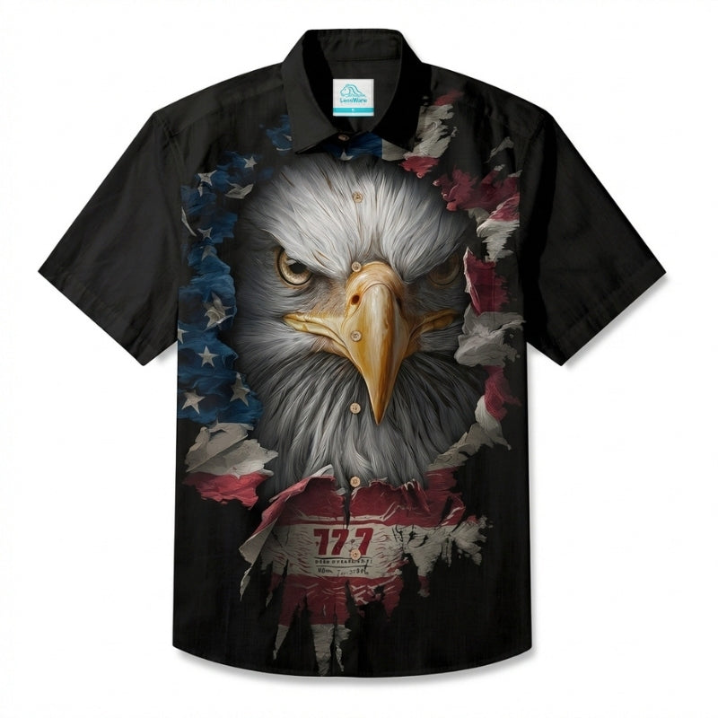 LeosWare® Men's Hawaiian Shirt Short Sleeve Button-up Breathable & Quick-Dry Aloha Embodying Freedom And Strength