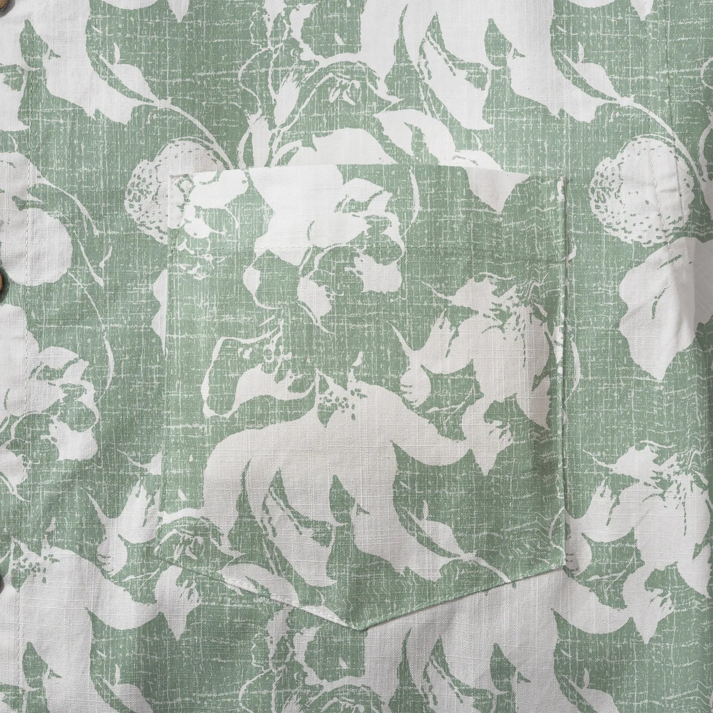 LeosWare® Flower Men's Hawaiian Shirt Short Sleeve Button-up 100% Cotton Green Aloha Verdant Memoirs