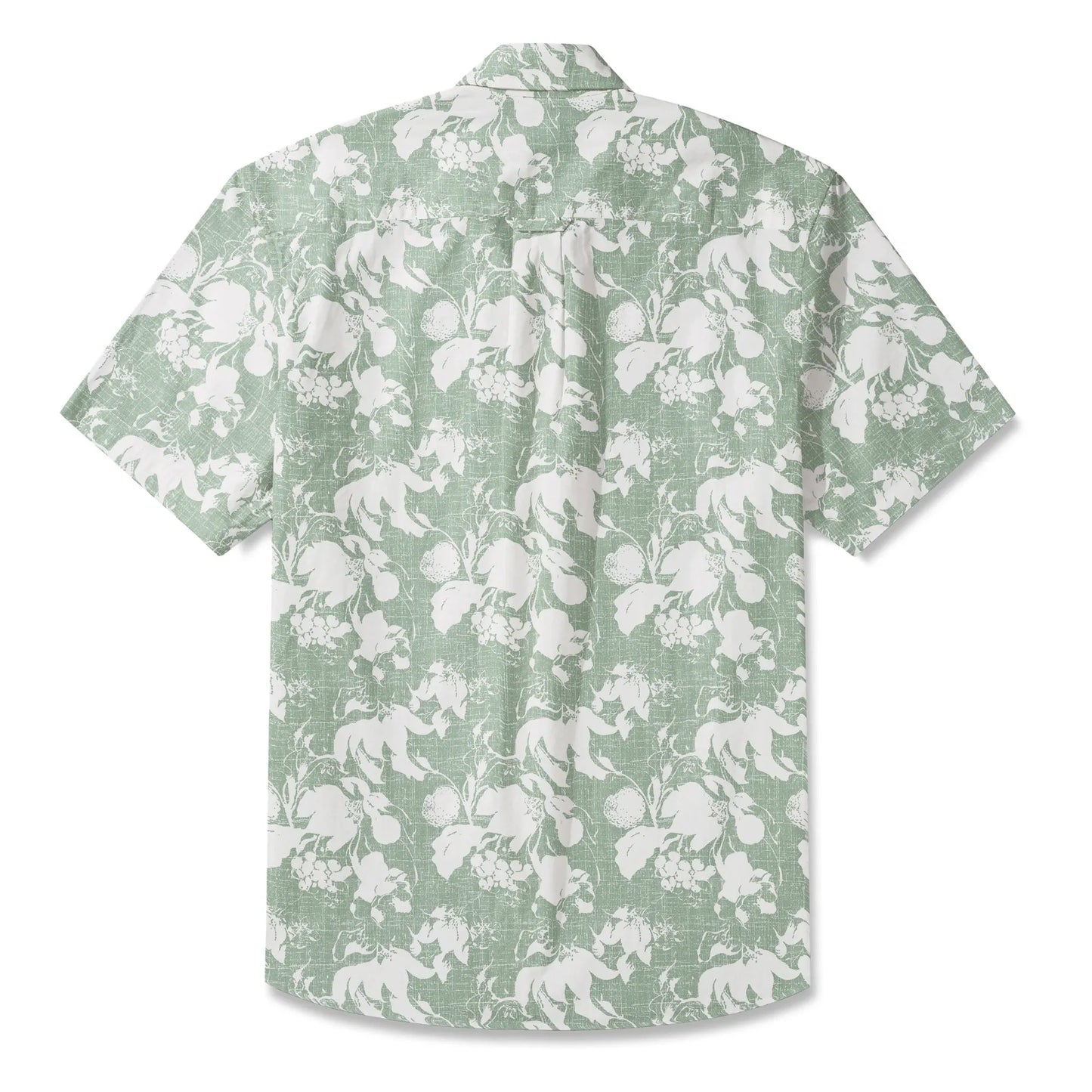 LeosWare® Flower Men's Hawaiian Shirt Short Sleeve Button-up 100% Cotton Green Aloha Verdant Memoirs