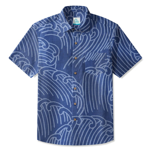LeosWare® Men's Hawaiian Shirt Short Sleeve Button-up 95% Polyester, 5% Spandex Aloha Flowing With The Tides