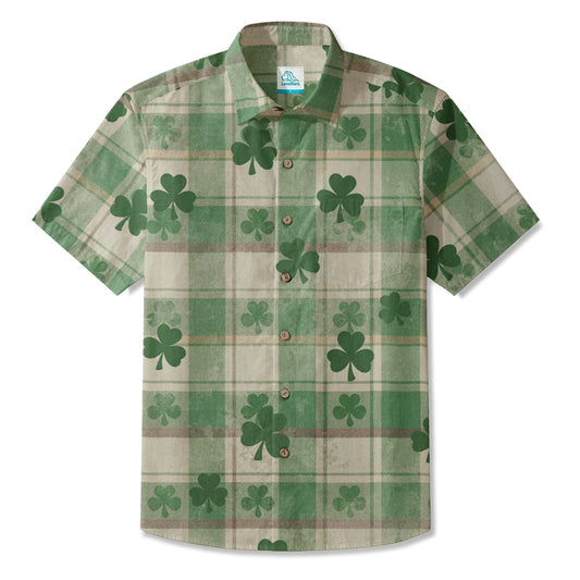 LeosWare® Men's Hawaiian Shirt Short Sleeve Button-up Breathable & Quick-Dry Aloha Saint Patrick's Day